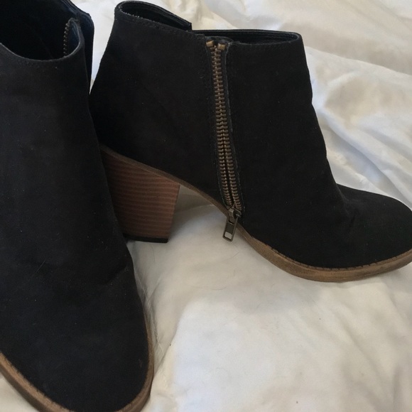 black booties brown heel